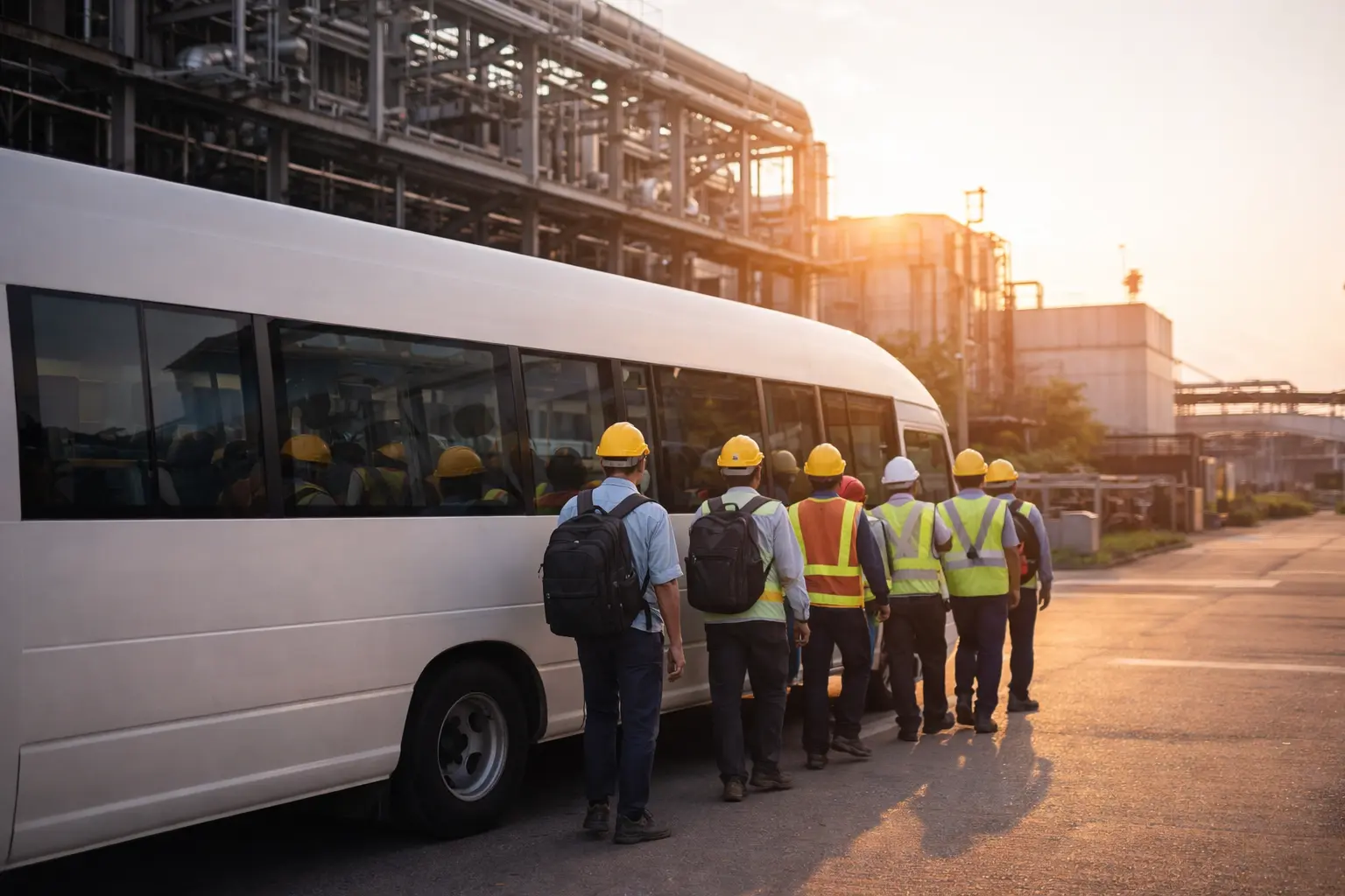 manufacturing employee transport multiple pickup points